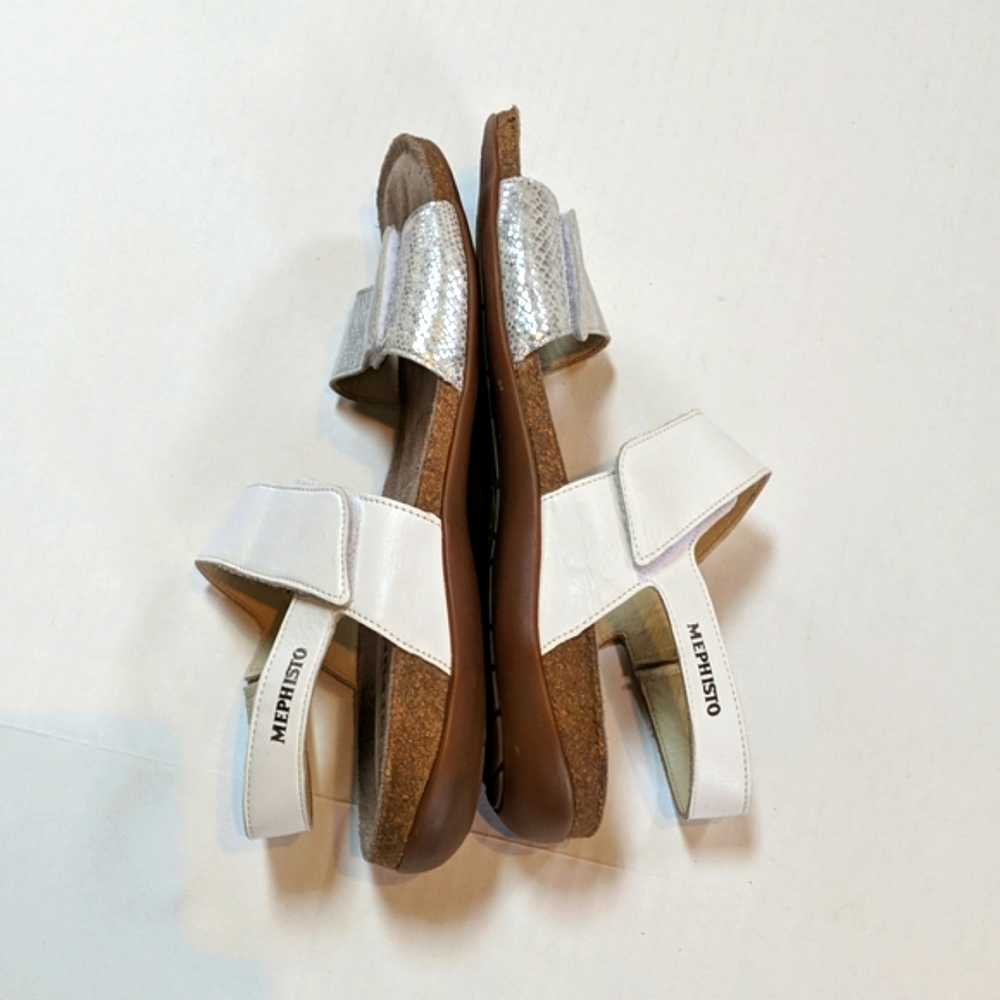 Mephisto, white and silver leather sandals. Sz 12 (Euro 42) - Picture 4 of 9